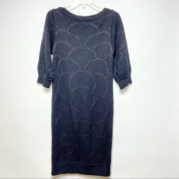 Tibi New York Merino Wool Metallic Shimmer Sweater Dress in Black and Gold XS - Picture 6 of 10